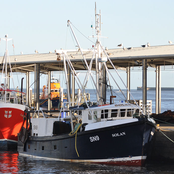 Photograph of the vessel fv Solan pictured at the Fish Quay, North Shields on 29th December 2013