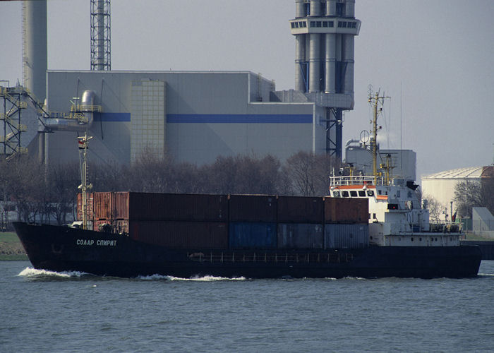 Photograph of the vessel  Solar Spirit pictured on the Nieuwe Waterweg at Rotterdam on 14th April 1996