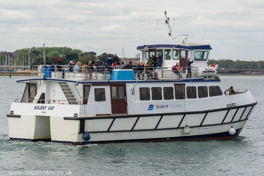 Photograph of the vessel  Solent Cat pictured in Portsmouth Harbour on 18th April 2024