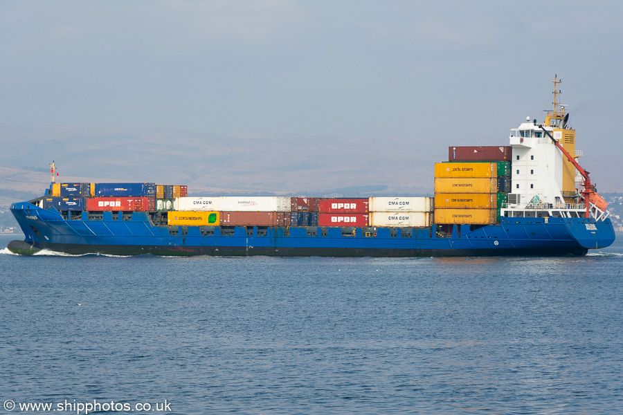 Photograph of the vessel  Solong pictured departing Greenock Ocean Terminal on 24th March 2022