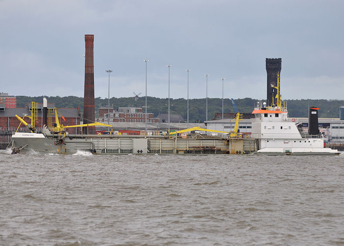 Photograph of the vessel  Sospan Dau pictured on the River Mersey on 22nd June 2013