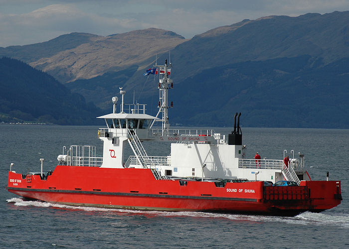 Photograph of the vessel  Sound of Shuna pictured departing McInroy's Point, Gourock on 7th May 2010