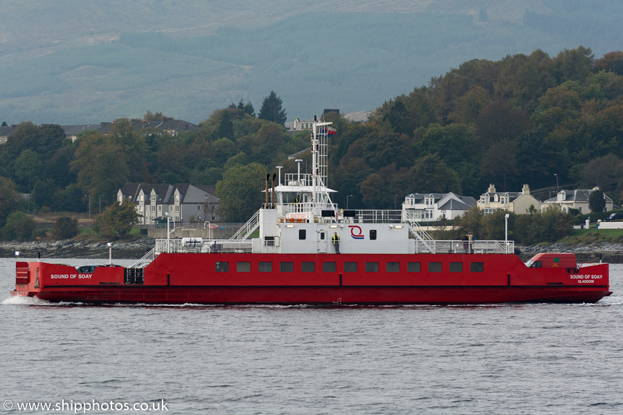 Photograph of the vessel  Sound of Soay pictured departing Dunoon on 19th October 2015