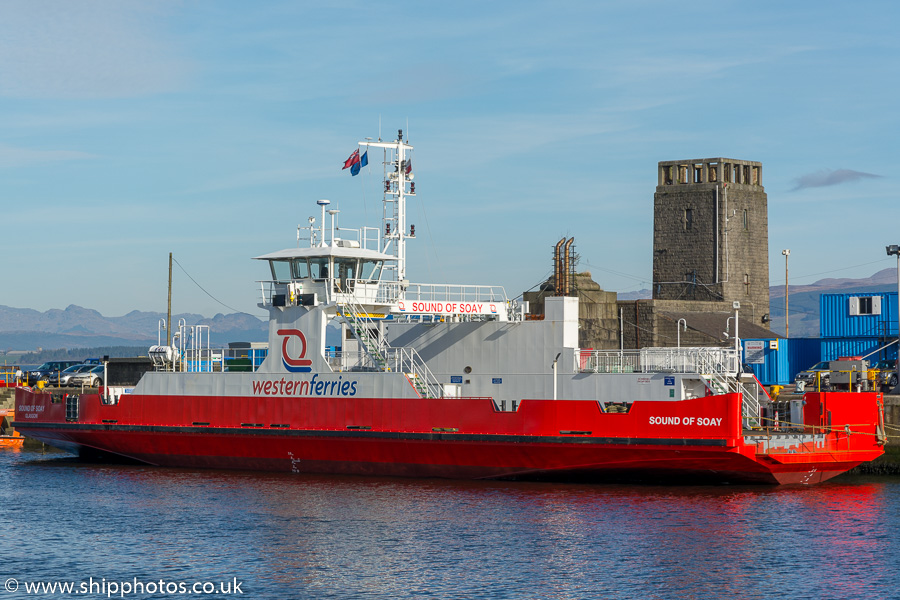 Photograph of the vessel  Sound of Soay pictured in James Watt Dock, Greenock on 27th March 2017