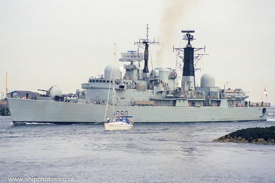 Photograph of the vessel HMS Southampton pictured laid up in Portsmouth Naval Base on 13th June 2009