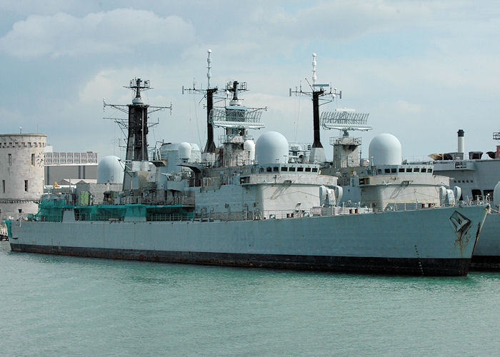 HMS Southampton pictured laid up in Portsmouth Naval Base on 14th August 2010
