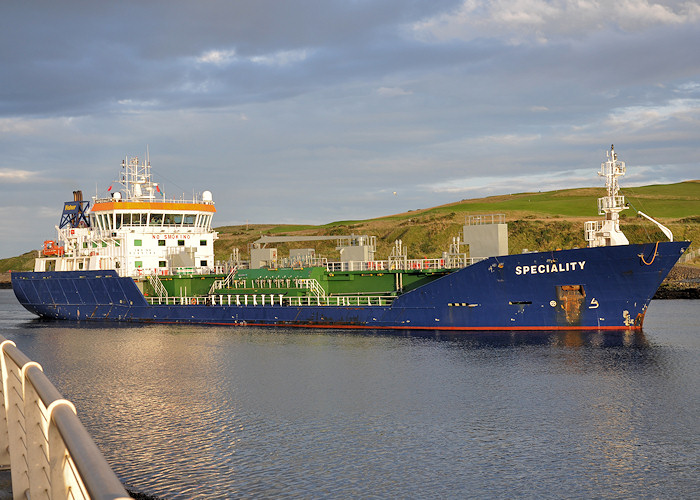 Photograph of the vessel  Speciality pictured arriving at Aberdeen on 16th September 2012