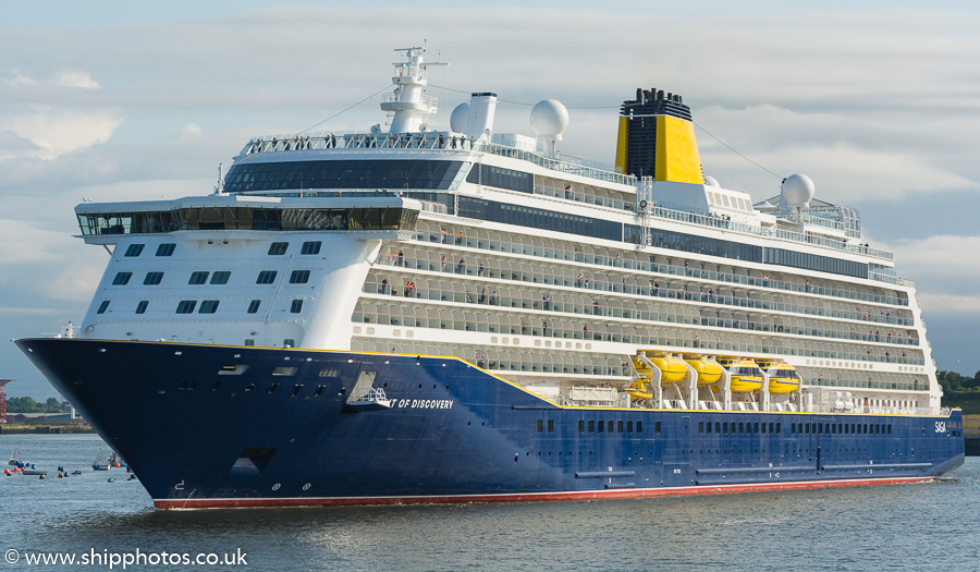 Photograph of the vessel  Spirit of Discovery pictured passing North Shields on 12th July 2019