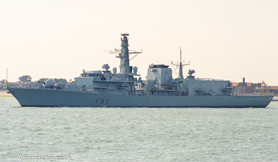HMS St. Albans pictured departing Portsmouth Harbour on 2nd September 2002