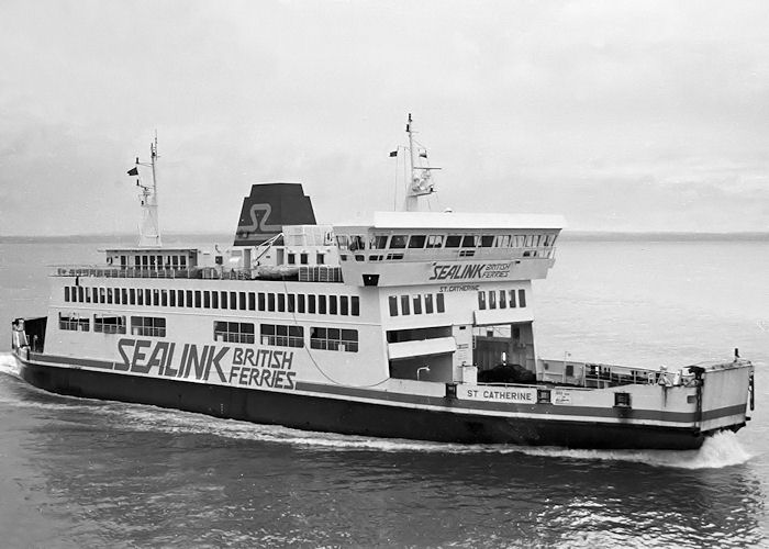 Photograph of the vessel  St. Catherine pictured arriving in Portsmouth Harbour on 28th January 1989