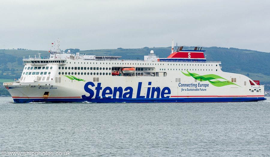 Photograph of the vessel  Stena Edda pictured approaching Belfast on 27th June 2023