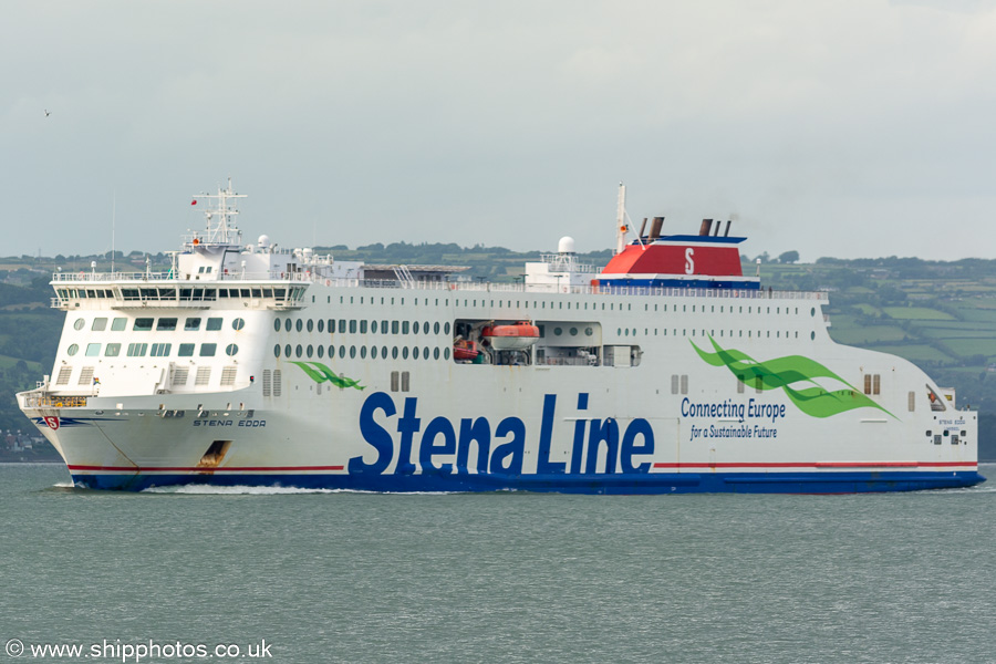 Photograph of the vessel  Stena Edda pictured approaching Belfast on 29th June 2023