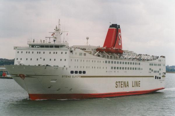 Photograph of the vessel  Stena Europe pictured departing Parkeston Quay, Harwich on 26th August 1995