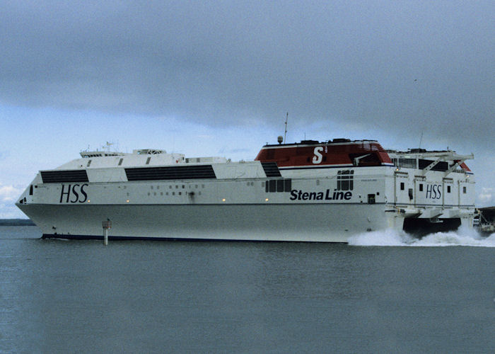 Photograph of the vessel  Stena Explorer pictured departing Holyhead on 17th November 1996