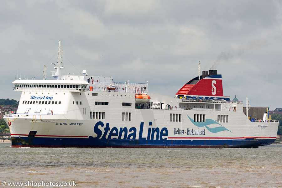 Photograph of the vessel  Stena Mersey pictured approaching Birkenhead on 25th June 2016