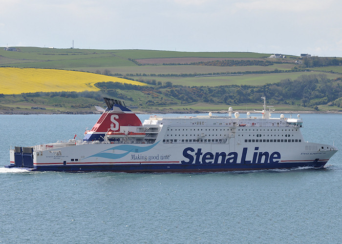 Photograph of the vessel  Stena Superfast VIII pictured departing Cairnryan on 6th May 2012