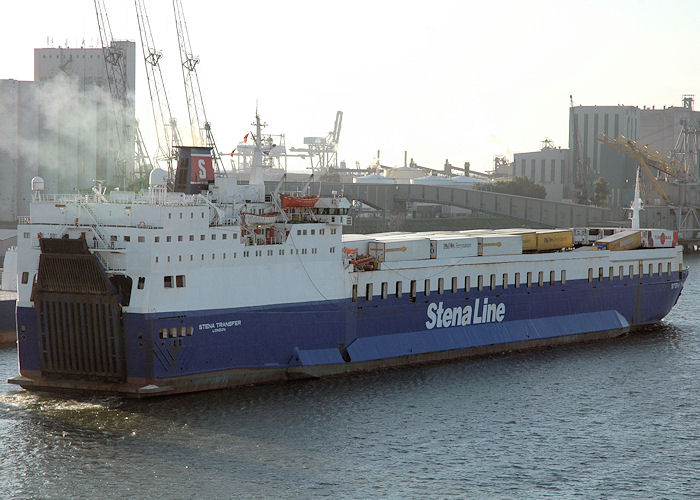 Photograph of the vessel  Stena Transfer pictured departing Beneluxhaven, Europoort on 21st June 2010