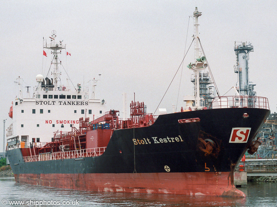 Photograph of the vessel  Stolt Kestrel pictured on the Westerschelde passing Vlissingen on 20th June 2002