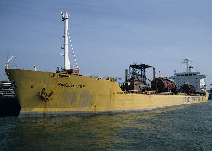Photograph of the vessel  Stolt Spray pictured on the Nieuwe Maas at Rotterdam on 27th September 1992