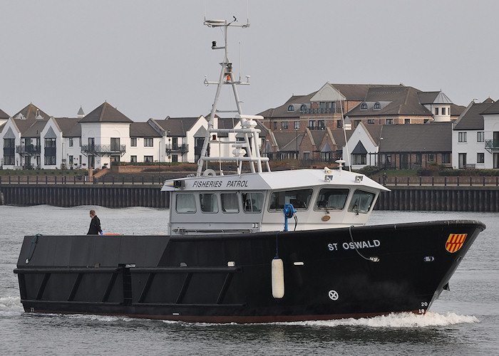 Photograph of the vessel fpv St. Oswald pictured passing North Shields on 23rd March 2012