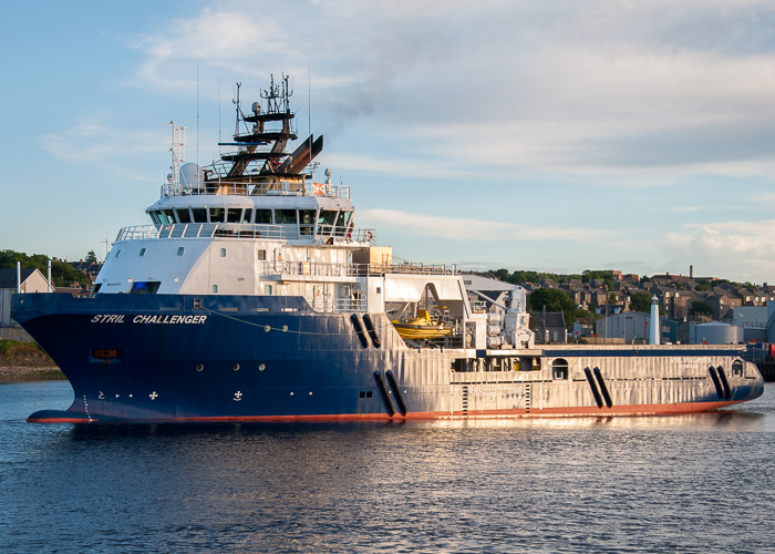 Photograph of the vessel  Stril Challenger pictured departing Aberdeen on 10th June 2014