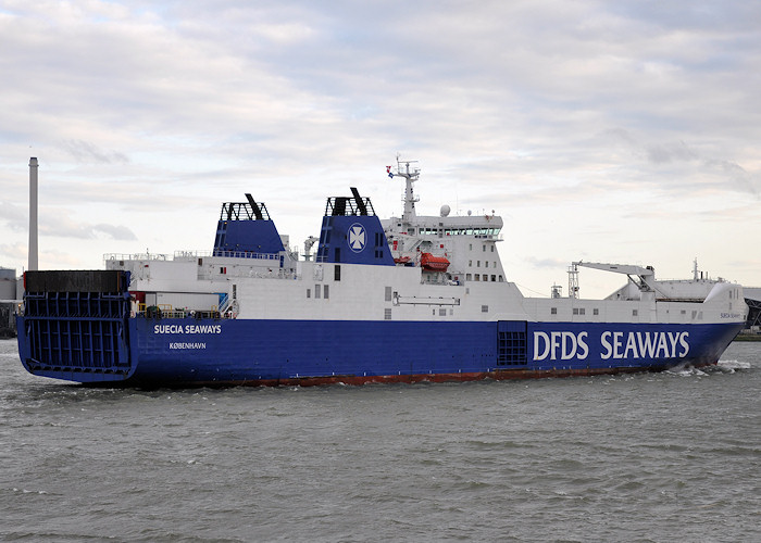 Photograph of the vessel  Suecia Seaways pictured passing Vlaardingen on 22nd June 2012