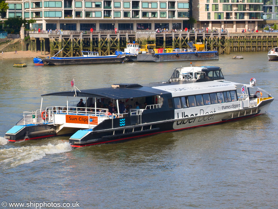 Photograph of the vessel  Sun Clipper pictured passing Southwark on 20th July 2025