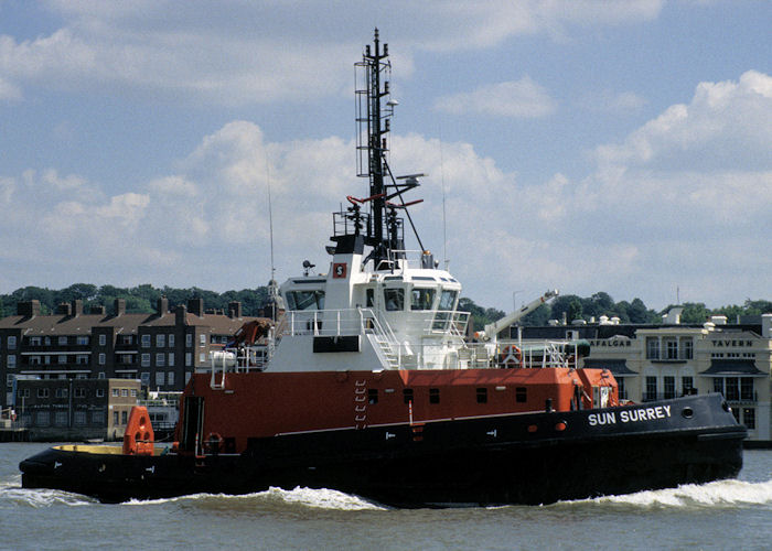 Photograph of the vessel  Sun Surrey pictured passing Greenwich on 19th July 1997