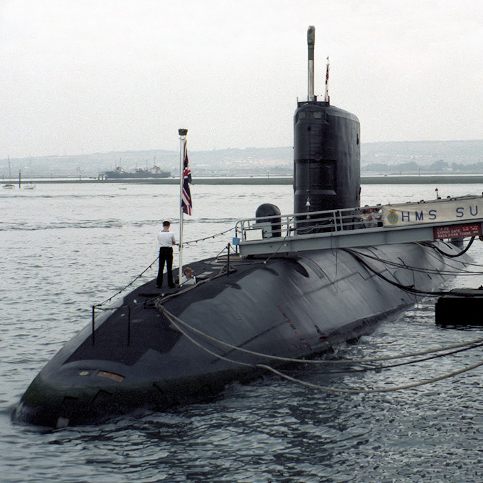 Photograph of the vessel HMS Superb pictured at Portsmouth Naval Base on 29th August 1987