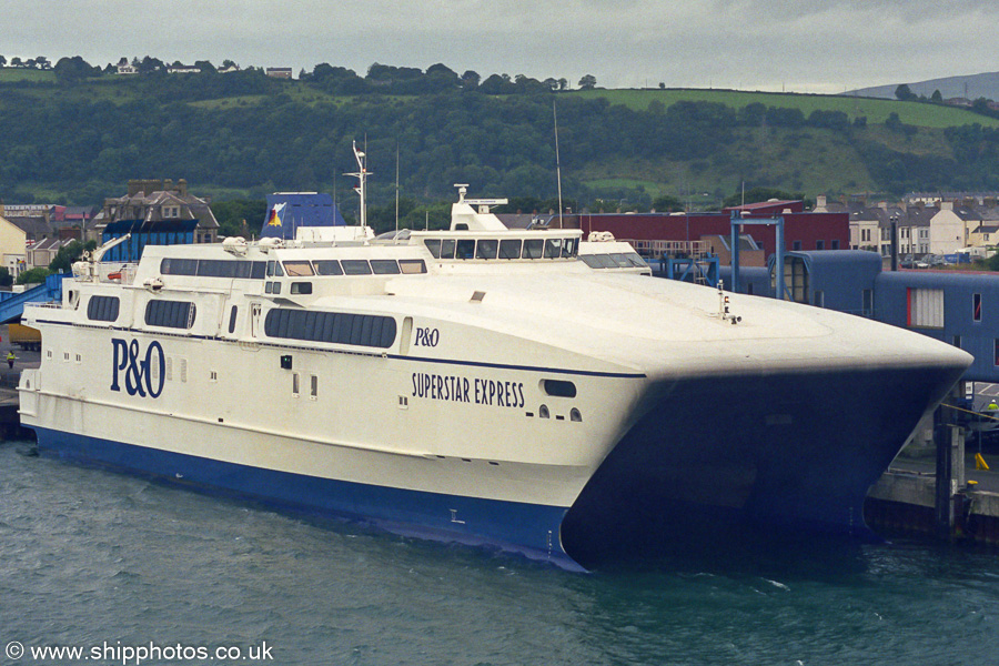 Photograph of the vessel  Superstar Express pictured at Larne on 17th August 2002