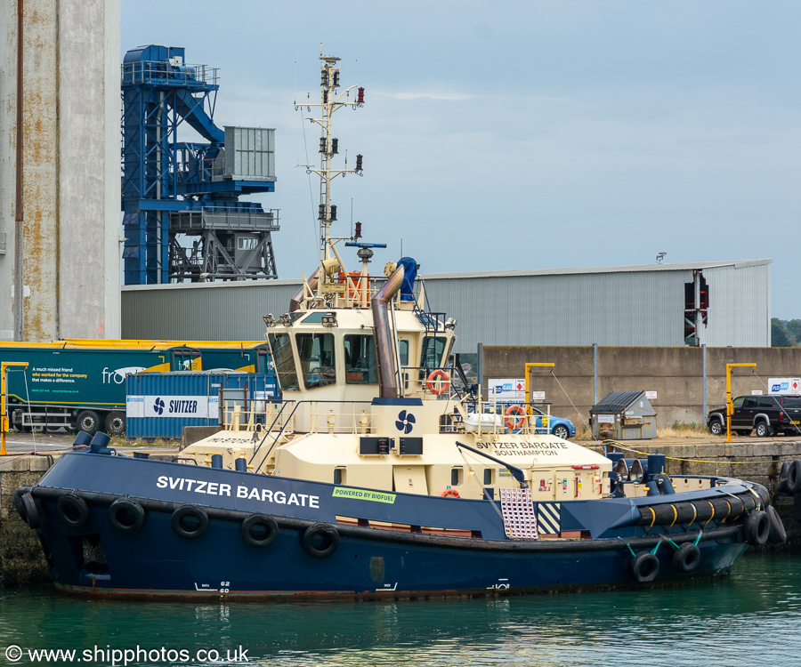 Photograph of the vessel  Svitzer Bargate pictured at Southampton on 8th July 2023