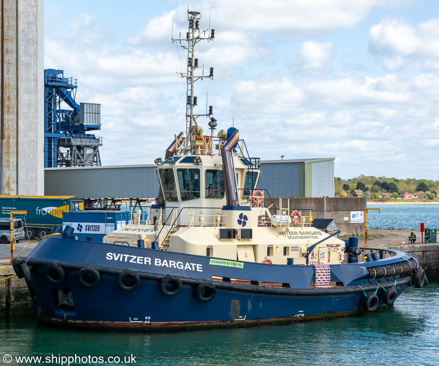 Photograph of the vessel  Svitzer Bargate pictured at Southampton on 20th April 2024