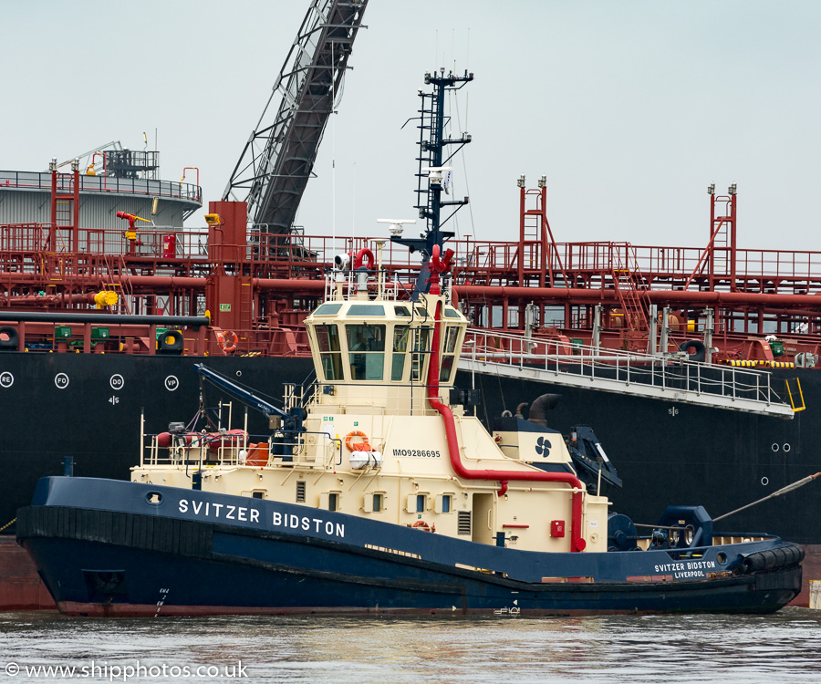 Photograph of the vessel  Svitzer Bidston pictured at Tranmere Oil Terminal on 20th June 2015