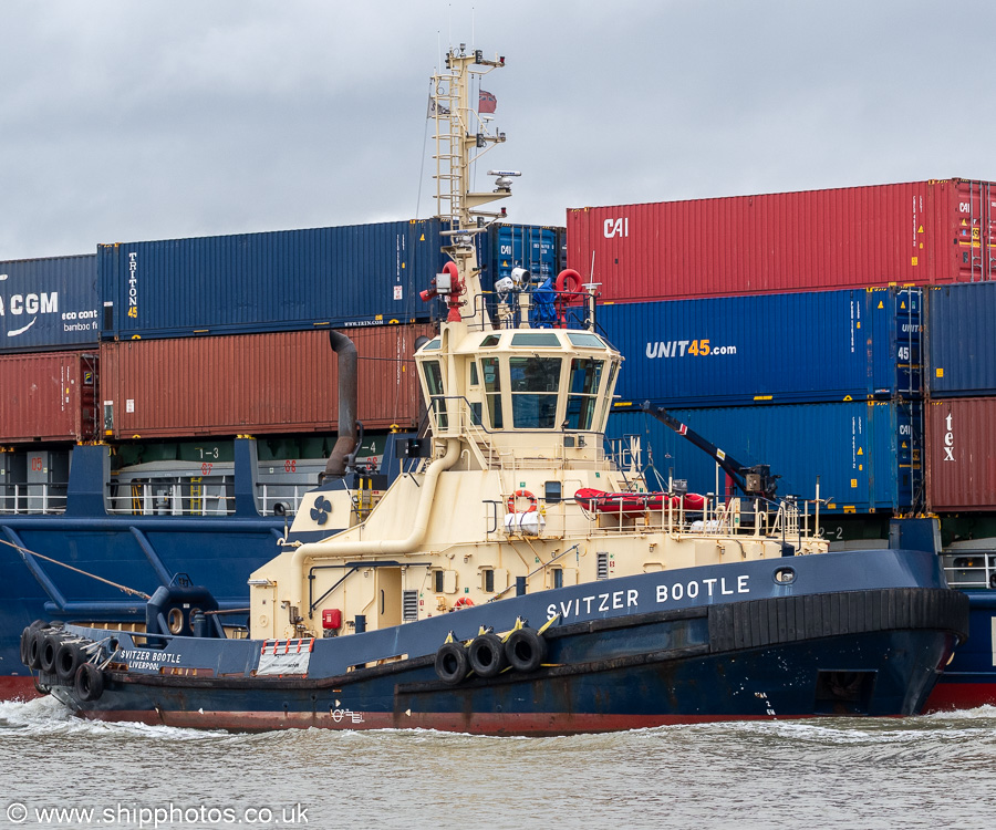 Photograph of the vessel  Svitzer Bootle pictured passing Tilbury on 20th July 2025