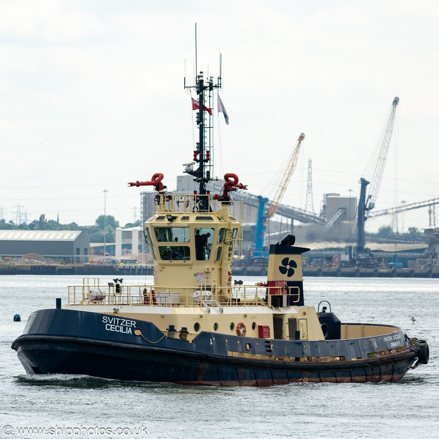 Photograph of the vessel  Svitzer Cecilia pictured passing North Shields on 29th July 2022