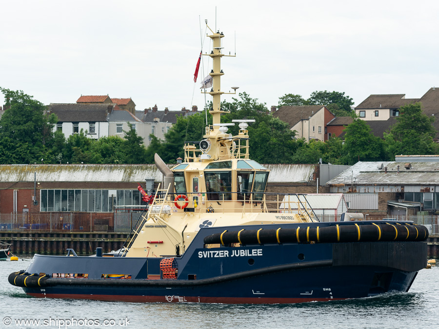 Photograph of the vessel  Svitzer Jubilee pictured passing North Shields on 17th June 2023