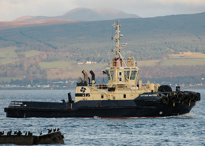 Photograph of the vessel  Svitzer Milford pictured passing Greenock on 22nd November 2010