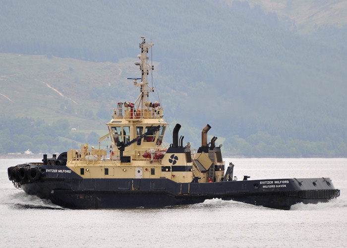 Photograph of the vessel  Svitzer Milford pictured passing Gourock on 5th June 2012