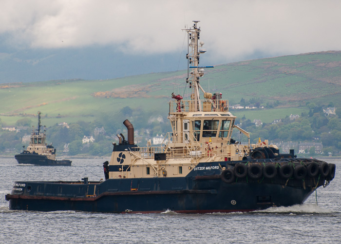 Photograph of the vessel  Svitzer Milford pictured at Greenock on 12th May 2014