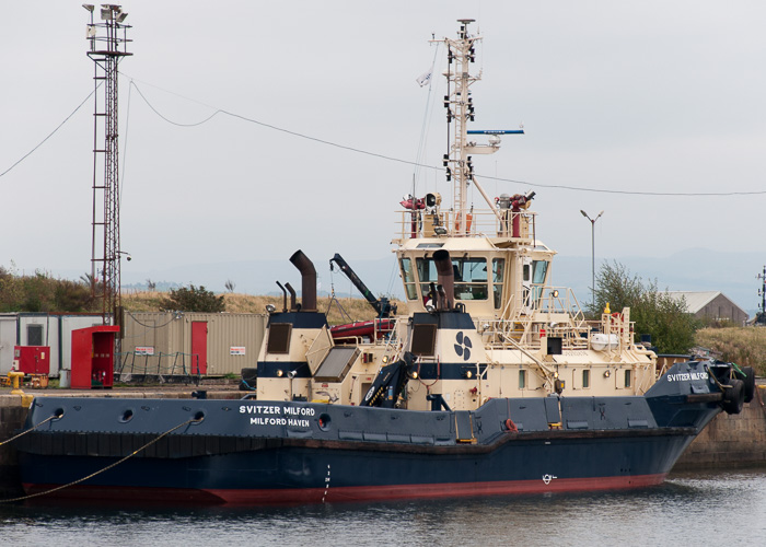 Photograph of the vessel  Svitzer Milford pictured at James Watt Dock, Greenock on 19th September 2014