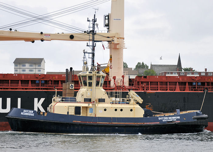 Photograph of the vessel  Svitzer Redbridge pictured passing North Shields on 5th June 2011