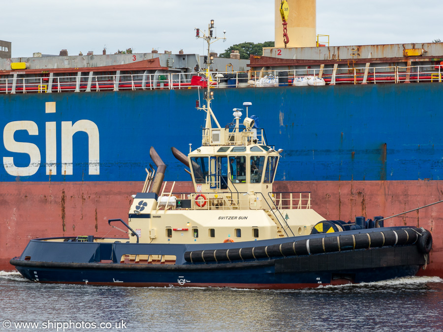 Photograph of the vessel  Svitzer Sun pictured at North Shields on 28th August 2023