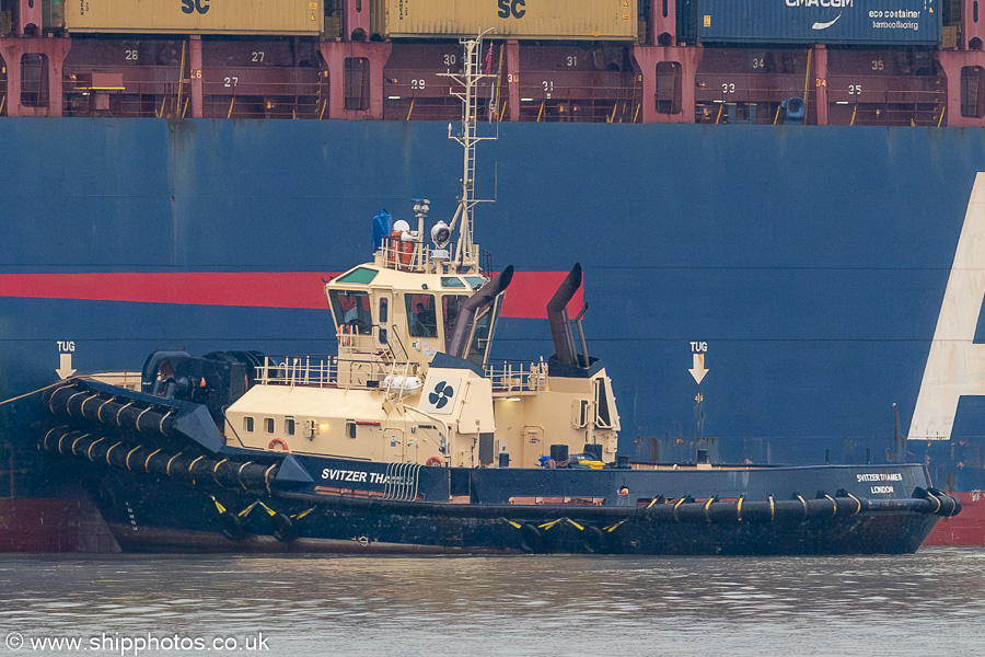 Photograph of the vessel  Svitzer Thames pictured at London Gateway on 19th July 2025