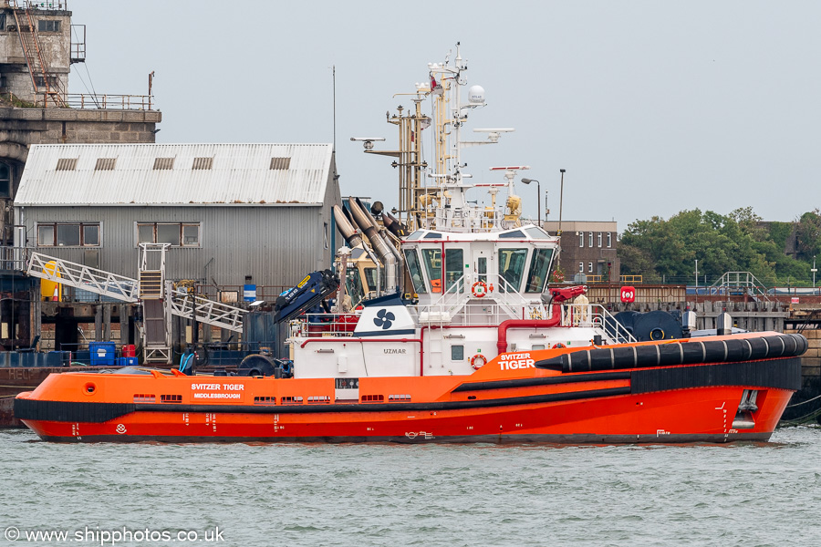 Photograph of the vessel  Svitzer Tiger pictured at Sheerness on 19th July 2025