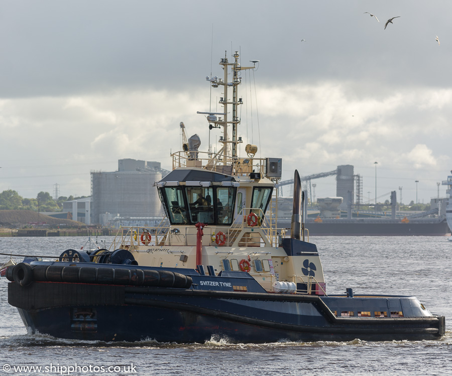 Photograph of the vessel  Svitzer Tyne pictured passing North Shields on 16th September 2017