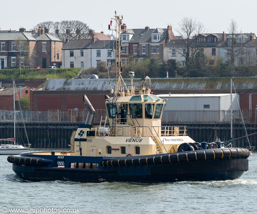 Photograph of the vessel  Svitzer Venus pictured passing North Shields on 12th April 2025