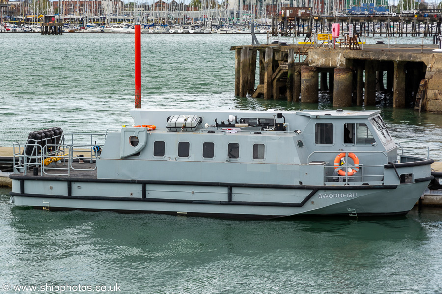 Photograph of the vessel  Swordfish pictured in Portsmouth Naval Base on 19th April 2024