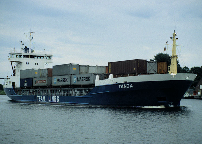 Photograph of the vessel  Tanja pictured passing through Rendsburg on 8th June 1997