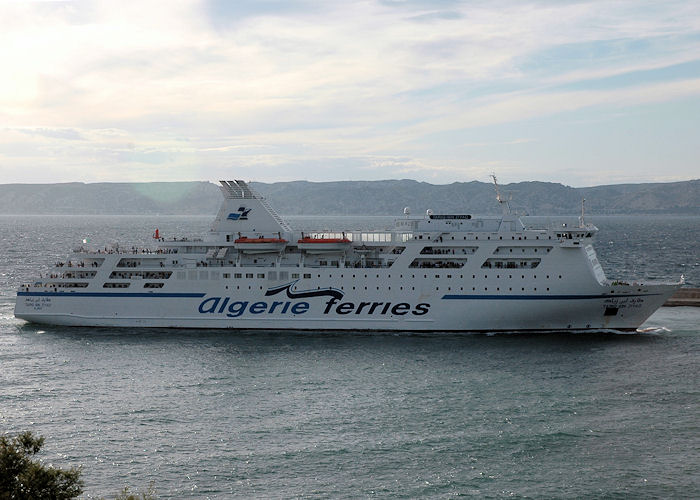 Photograph of the vessel  Tariq Ibn Ziyad pictured arriving at Marseille on 8th August 2008