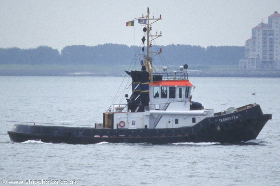 Photograph of the vessel  Terneuzen pictured on the Westerschelde passing Vlissingen on 19th June 2002